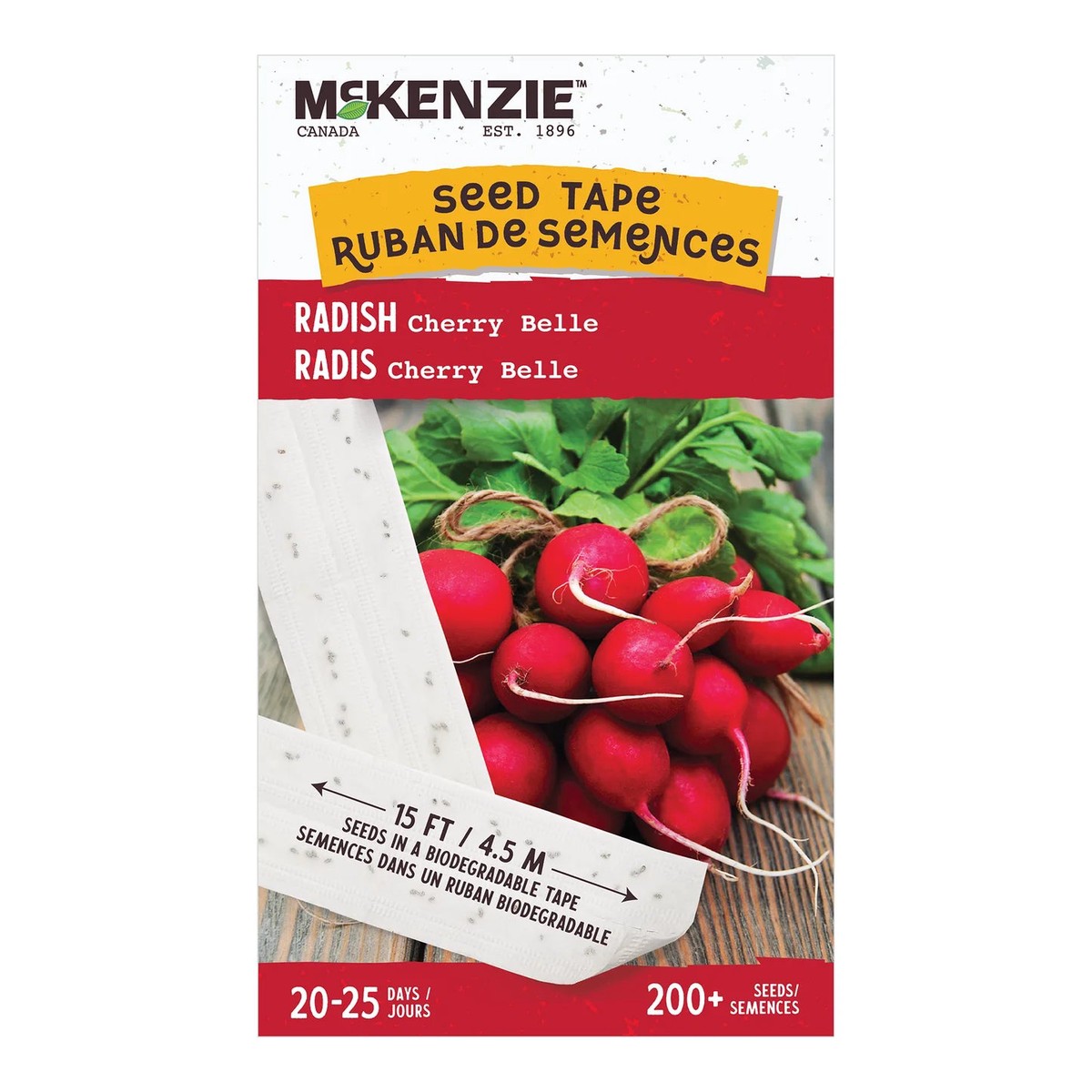 Radish Cherry Belle, Seed Tape - McKenzie Seeds