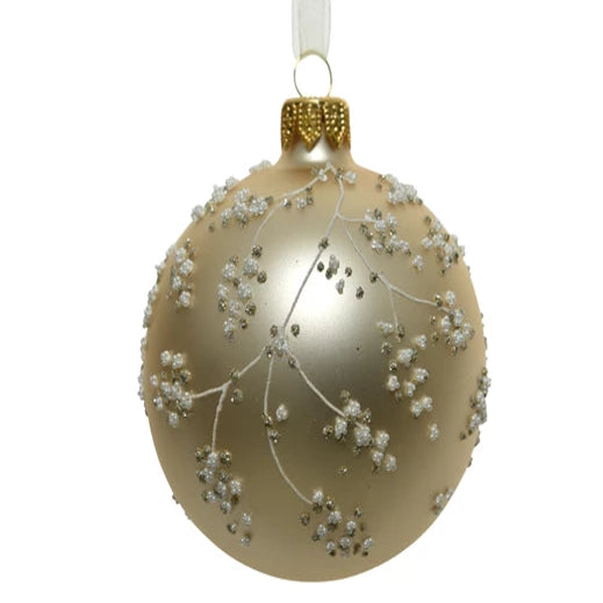 Bauble glass matt glitter branch and ballotine