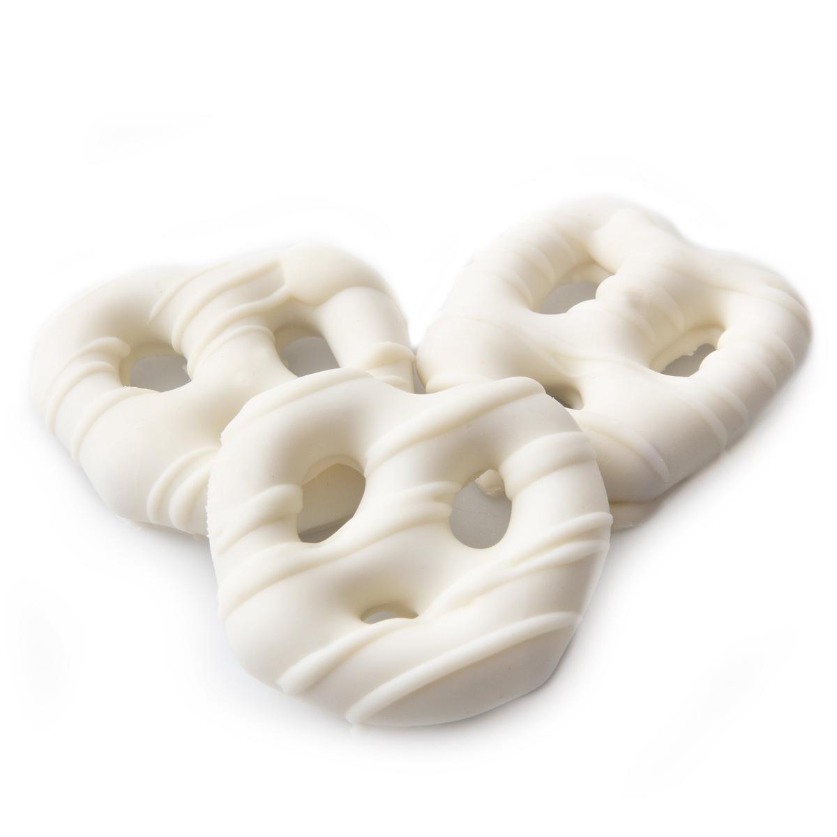 White Chocolate Covered Mini Pretzels with White Drizzle