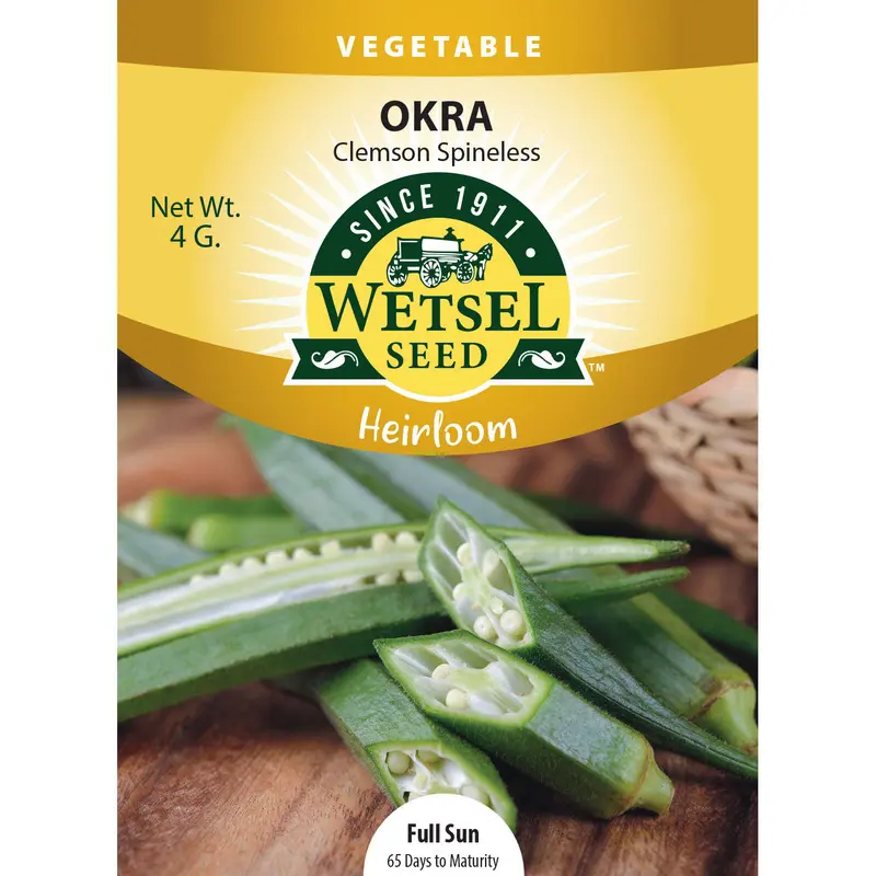 Wetsel Seed Heirloom Okra Clemson Spinless Seed