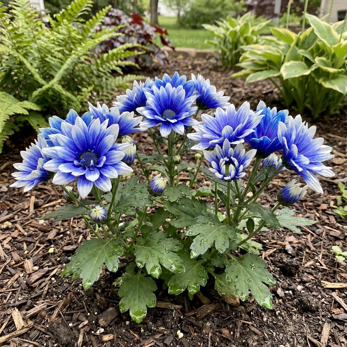 Blue White Chrysanthemum Flower seeds for Planting - Premium Quality, Heirloom & GMO Free Seeds for Home Garden
