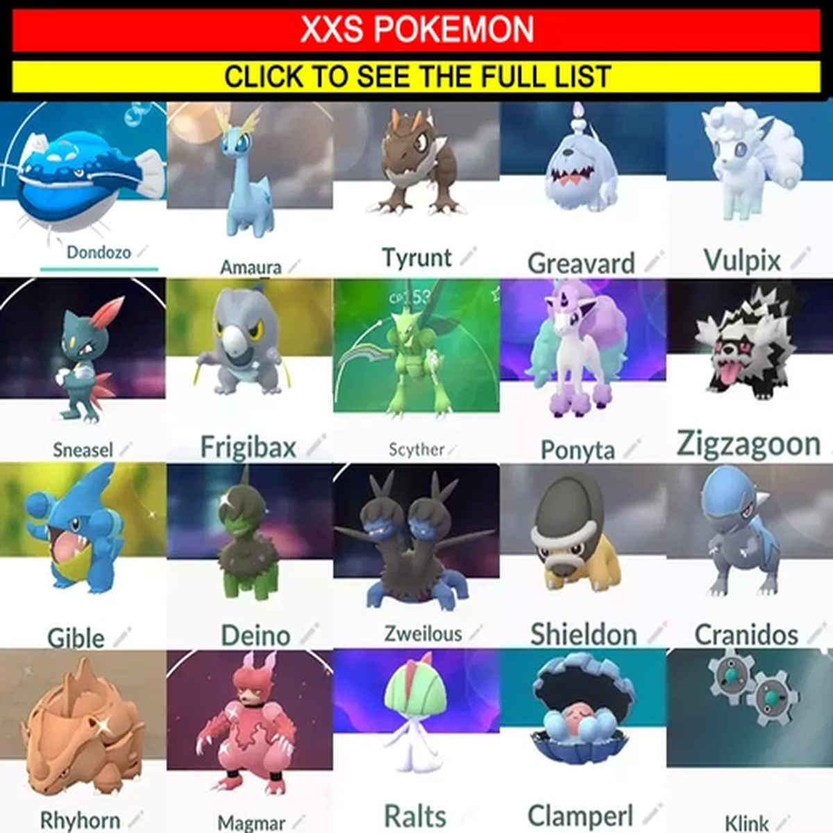 TINY XXS Size - CLICK TO SEE THE FULL LIST - Pokemon